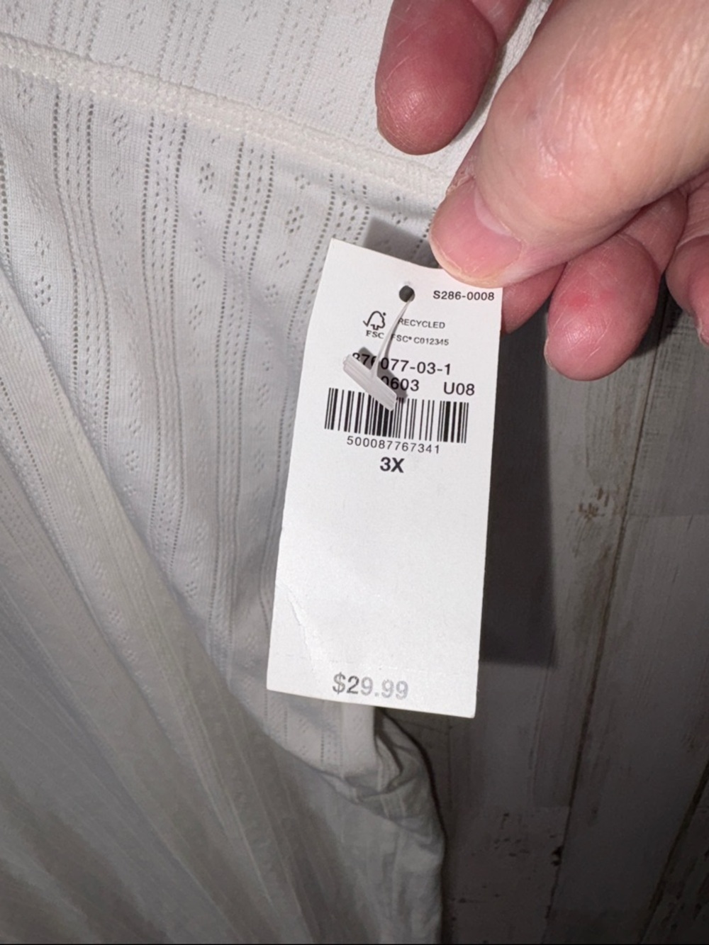 Old Navy High Waisted Pointtelle Knit Lettuce Hem Crop Lounge Pants in Cream 3X - Picture 2 of 13